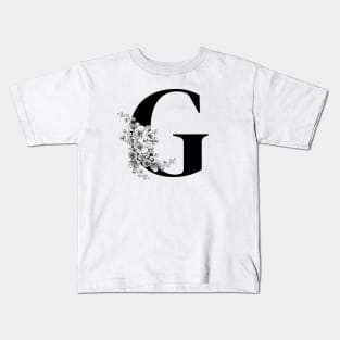 G alphabet Botanical cherry blossom sakura flowers Kids T-Shirt